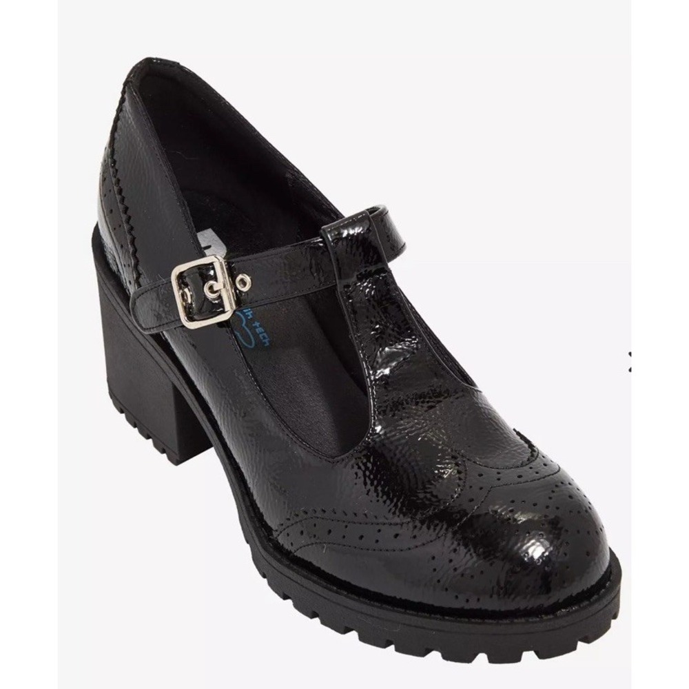 Dirty Laundry Lyric Black Patent Mary Jane Heels – Women's 10‎ Lug Sole Goth New